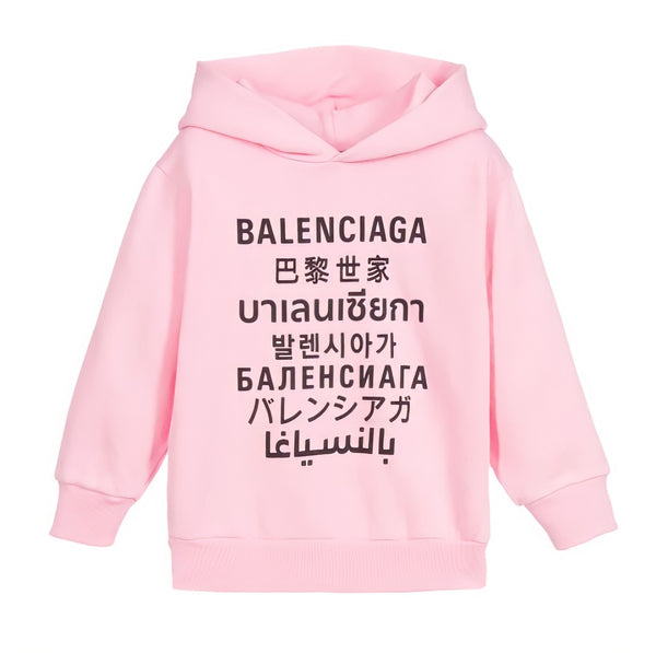Balenciaga Pink Languages Hoodie - Age 10 years