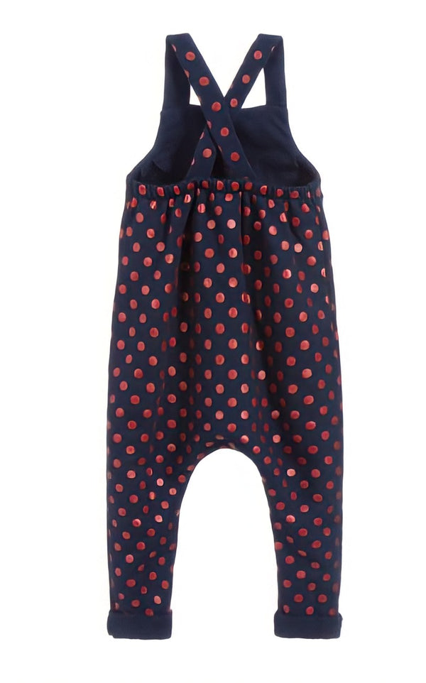 Gucci Kids Unisex Navy and Red Polka Dots Dungarees - Age 18-24 Months