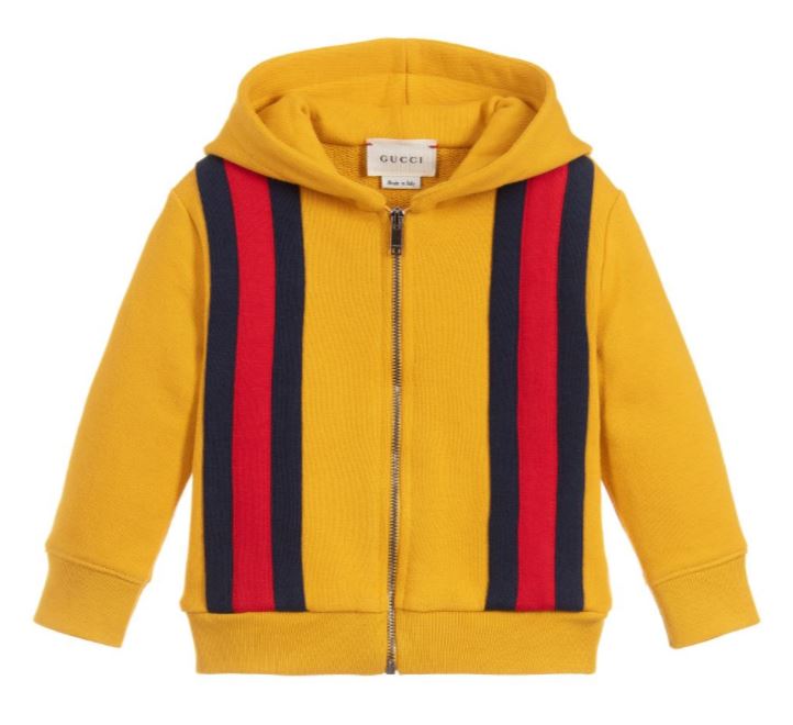 Gucci Boys Yellow Cotton Hooded Top - Age 9-12 Months