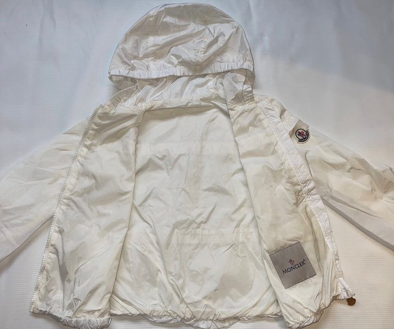 Moncler Girls White Waterproof Windbreaker Jacket - Age 8 years