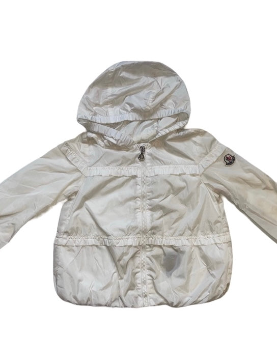 Moncler Girls White Waterproof Windbreaker Jacket - Age 8 years