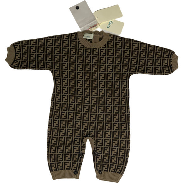 FENDI  FF cotton, cashmere and wool-blend baby grow - Age 3 months