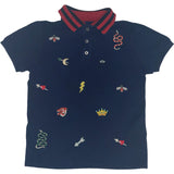 Gucci Kids Navy Polo with Symbols Embroidery - Age 6 years